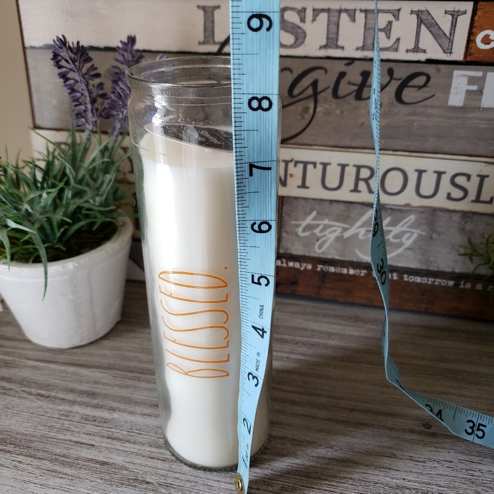 Rae Dunn BLESSED White Pumpkin Tall Glass Candle - Picture 2 of 3